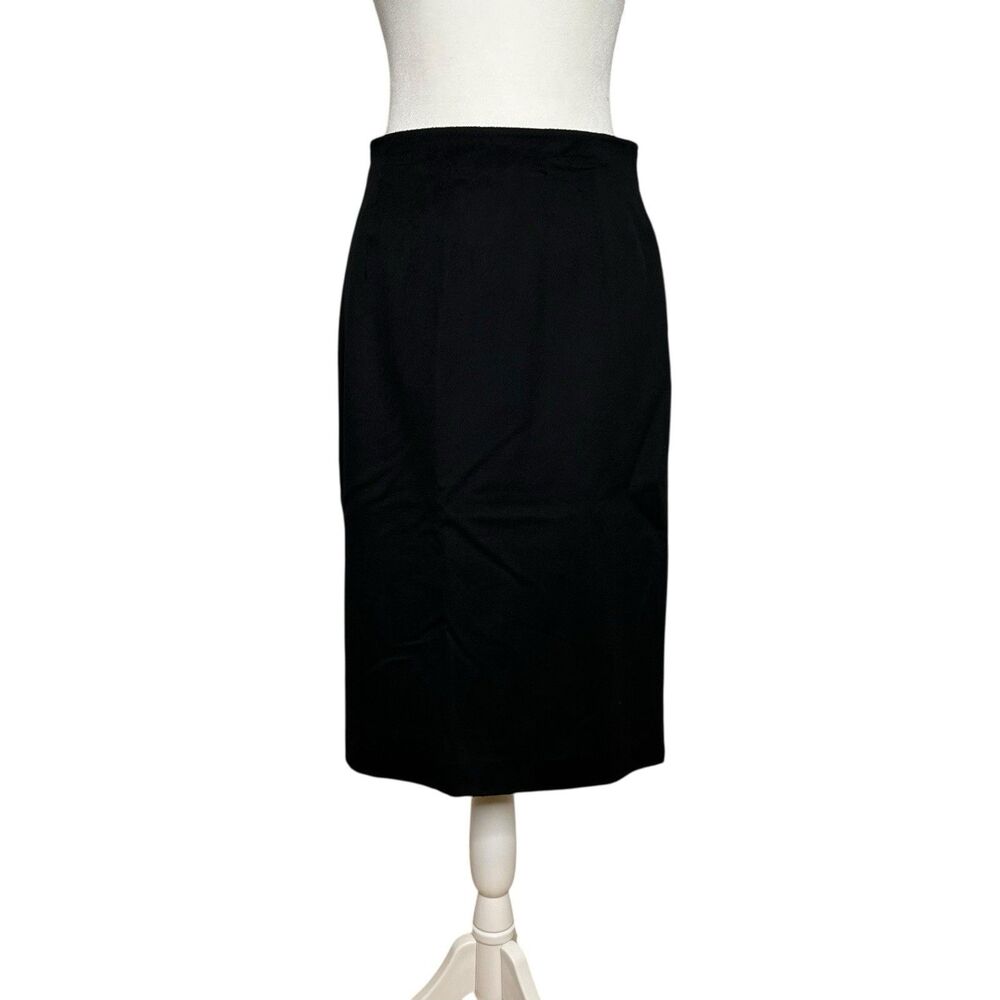 MaxMara Main Line Virgin Wool Pencil Skirt Black Size 8 High Waist Italian Made